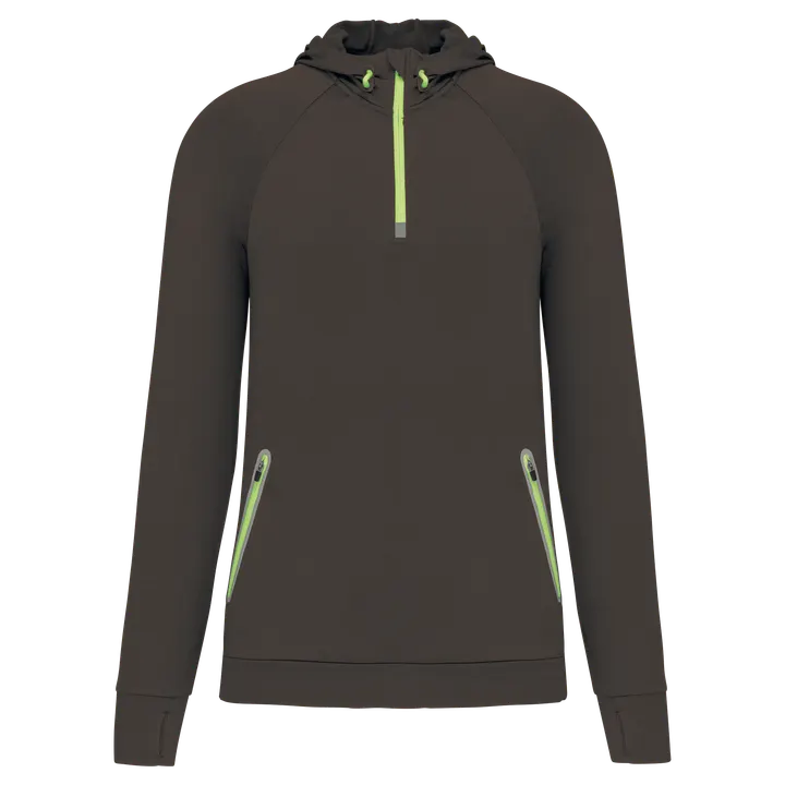 Kapuzen-Sweatshirt 1/4 Sport-Reißverschluss Unisex Dark Grey