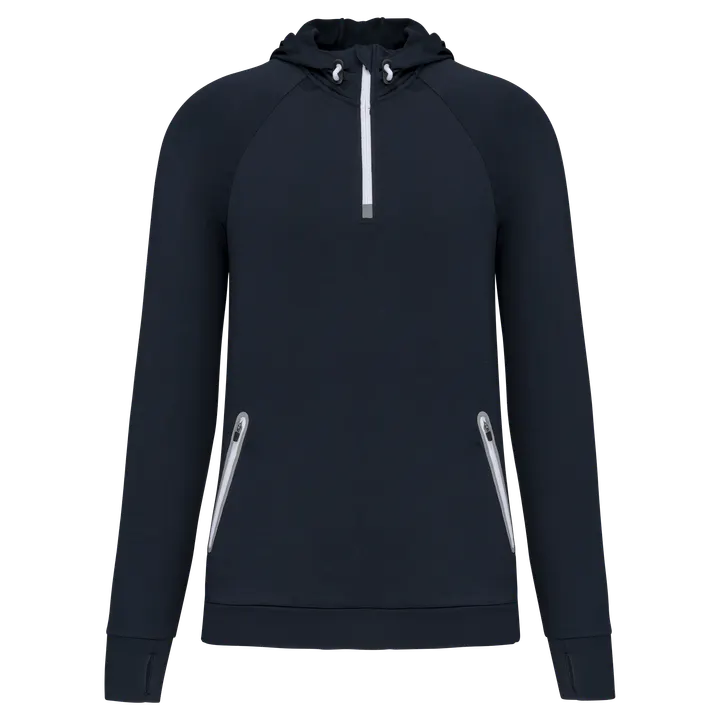 Kapuzen-Sweatshirt 1/4 Sport-Reißverschluss Unisex Navy
