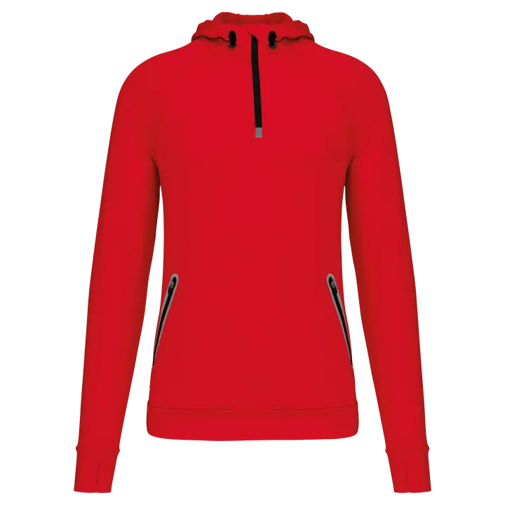 Kapuzen-Sweatshirt 1/4 Sport-Reißverschluss Unisex Red
