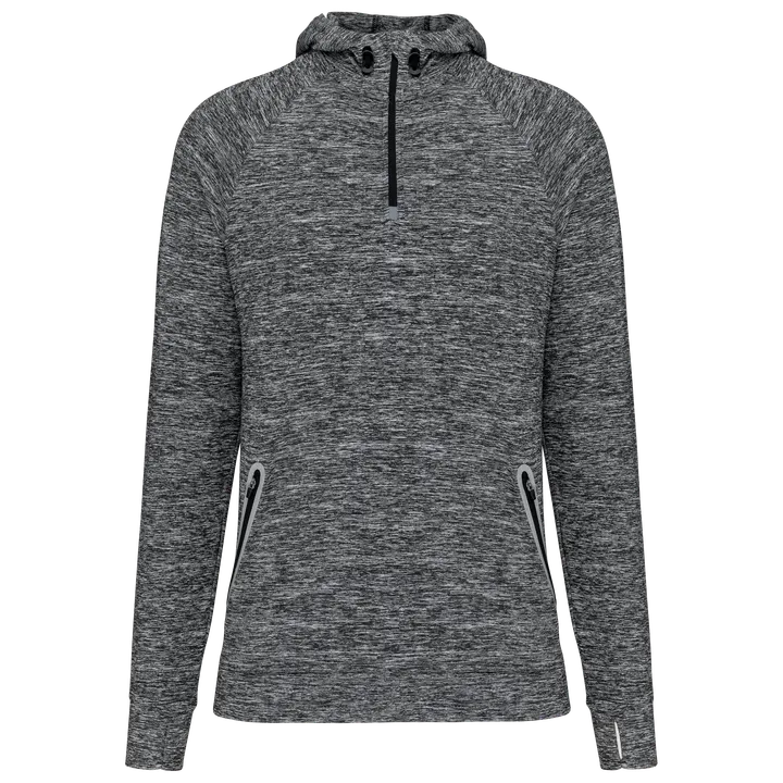 Kapuzen-Sweatshirt 1/4 Sport-Reißverschluss Unisex Sporty Grey Melange