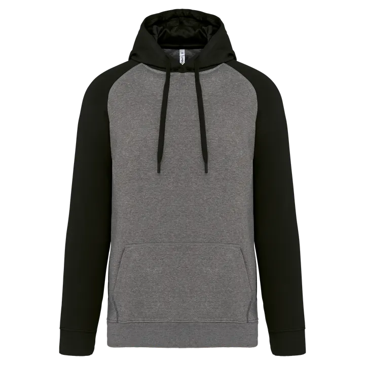 Zweifarbiges Kapuzensweatshirt für Erwachsene Grey Heather / Black