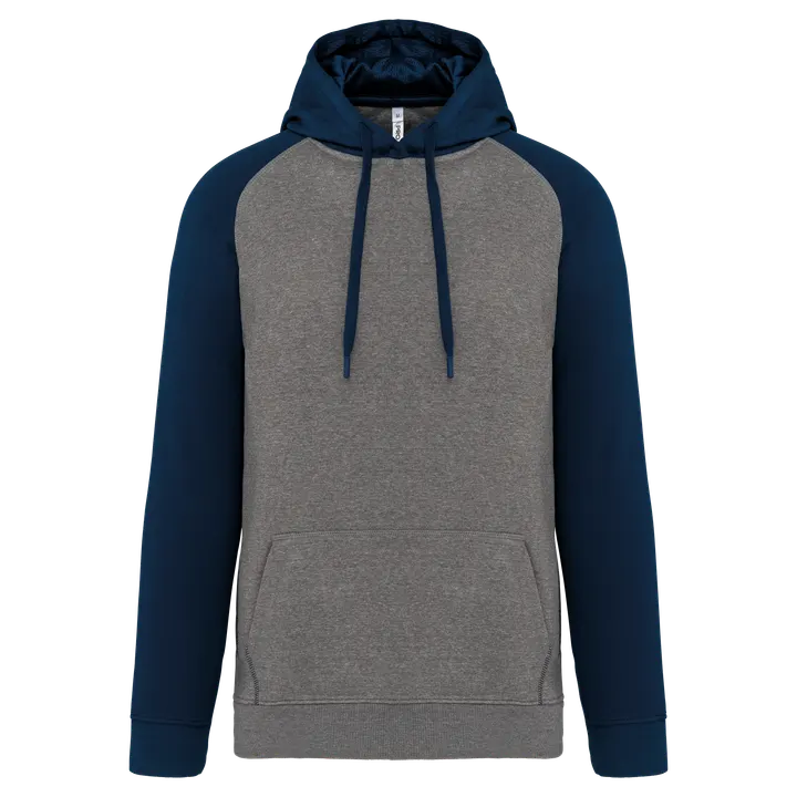 Zweifarbiges Kapuzensweatshirt für Erwachsene Grey Heather / Sporty Navy