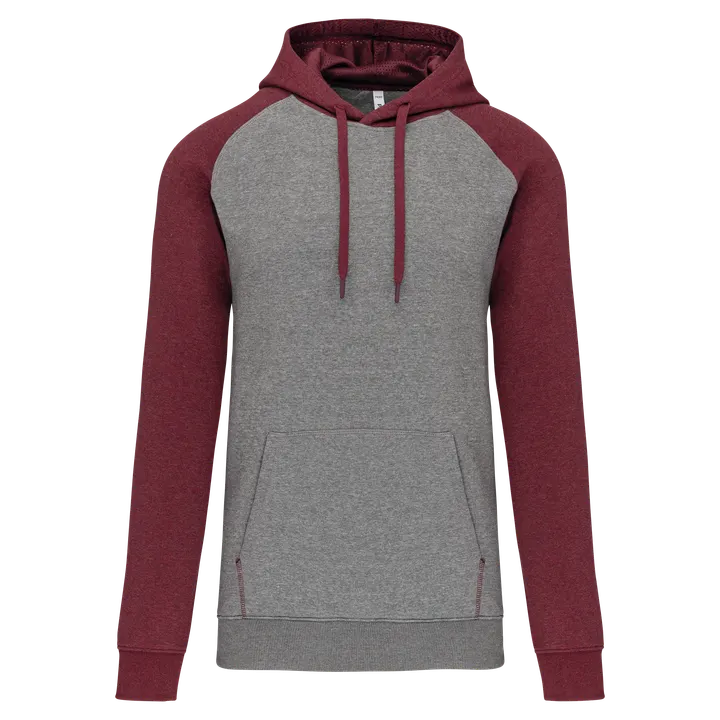 Zweifarbiges Kapuzensweatshirt für Erwachsene Grey Heather / Wine Heather