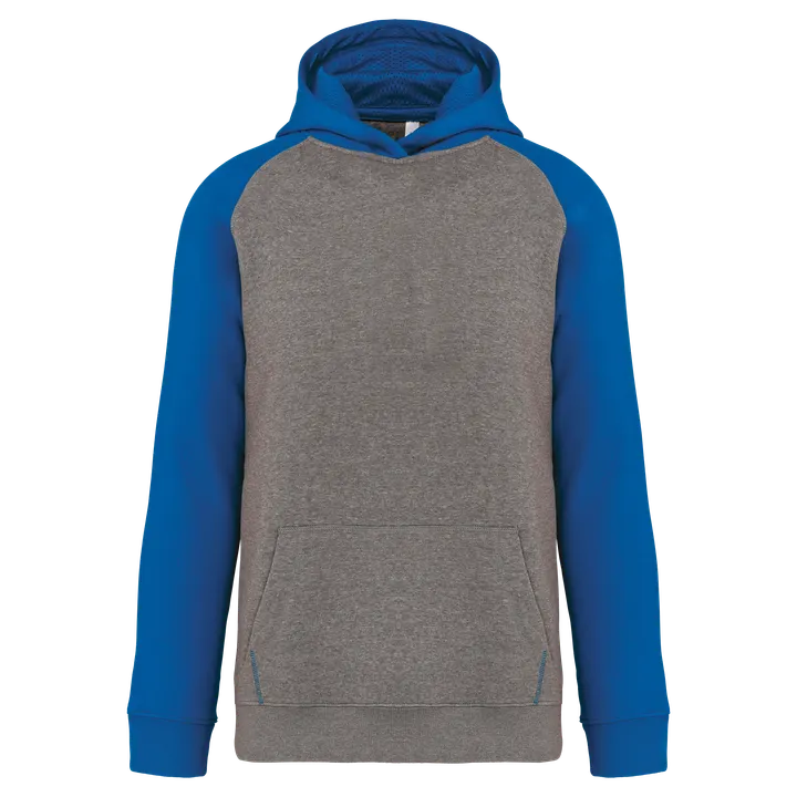 Zweifarbiges Kapuzensweatshirt für Kinder Grey heather/Sporty royal blue