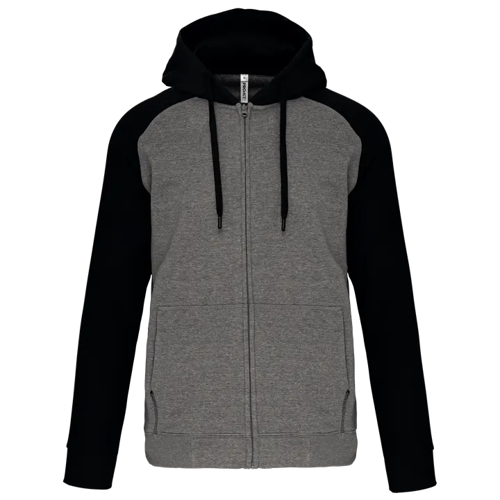 Veste molleton zippée capuche bicolore unisexe Grey Heather / Black
