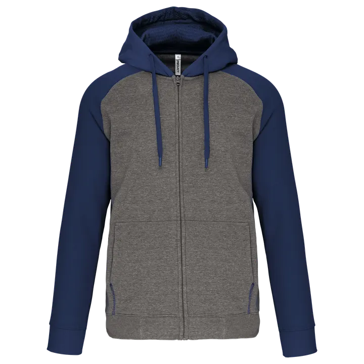 Veste molleton zippée capuche bicolore unisexe Grey Heather / Sporty Navy