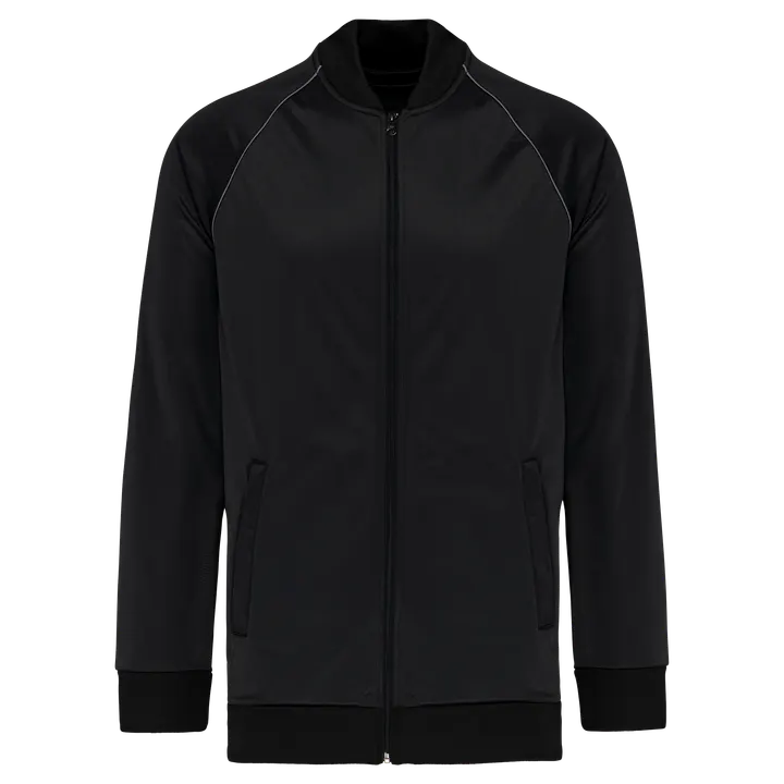 Unisex-Trainingsjacke mit Reißverschluss und Paspel Black