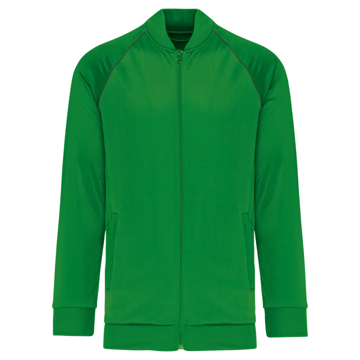 Unisex-Trainingsjacke mit Reißverschluss und Paspel Green