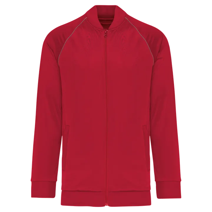 Unisex-Trainingsjacke mit Reißverschluss und Paspel Sporty Red