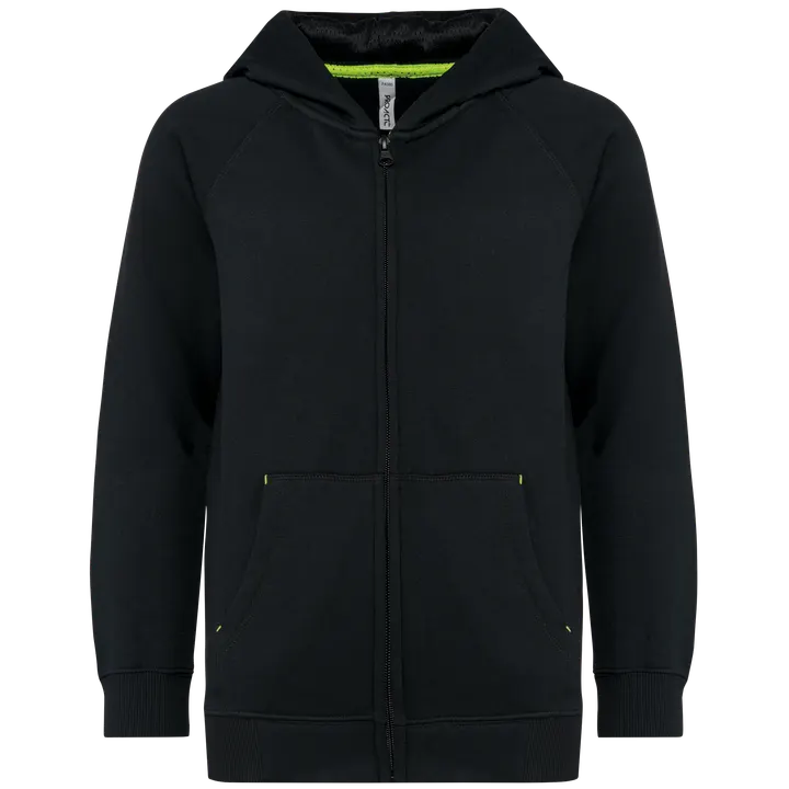 Kinderjacke mit Reißverschluss und Kapuze Black