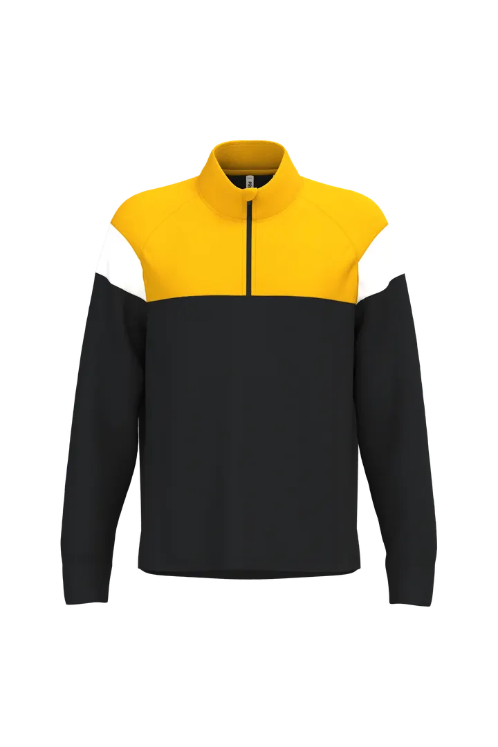 Sweat d'entrainement 1/4 zip unisexe Black / Sporty Yellow
