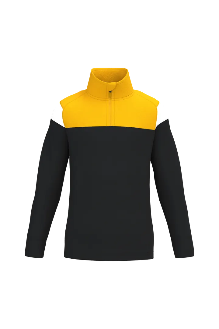 Kinder Trainings-Sweatshirt mit 1/4 Reißverschluss Black / Sporty Yellow