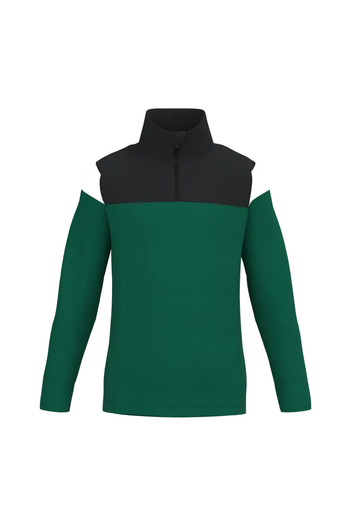 Kinder Trainings-Sweatshirt mit 1/4 Reißverschluss Dark Green / Black