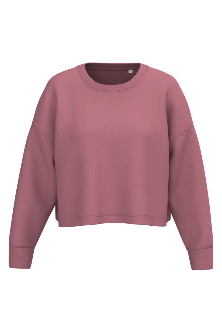 Damen Cropped-Sweatshirt mit Rundhalsausschnitt Antique Rose