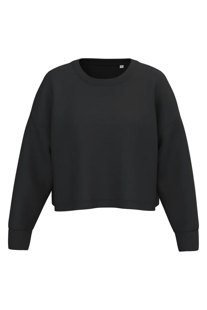 Damen Cropped-Sweatshirt mit Rundhalsausschnitt Black