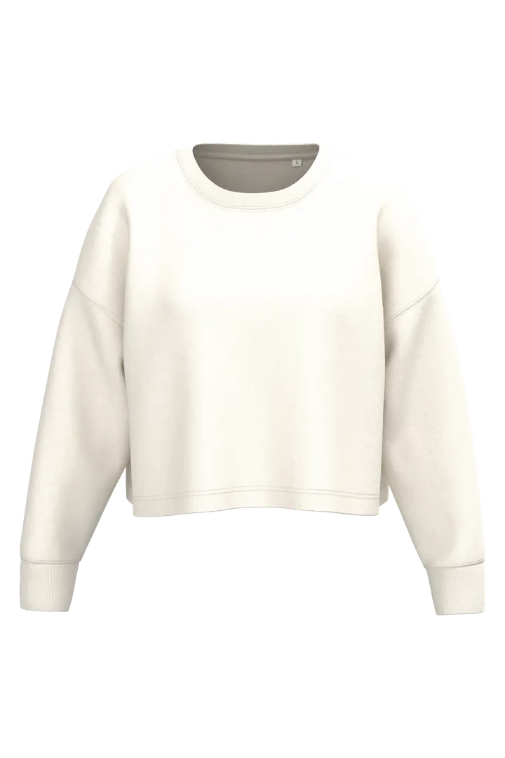 Damen Cropped-Sweatshirt mit Rundhalsausschnitt Coconut Milk