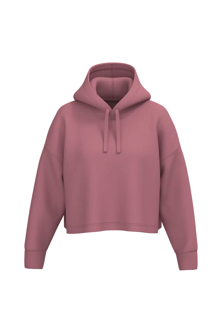 Damen Cropped-Sweatshirt mit Kapuze Antique Rose