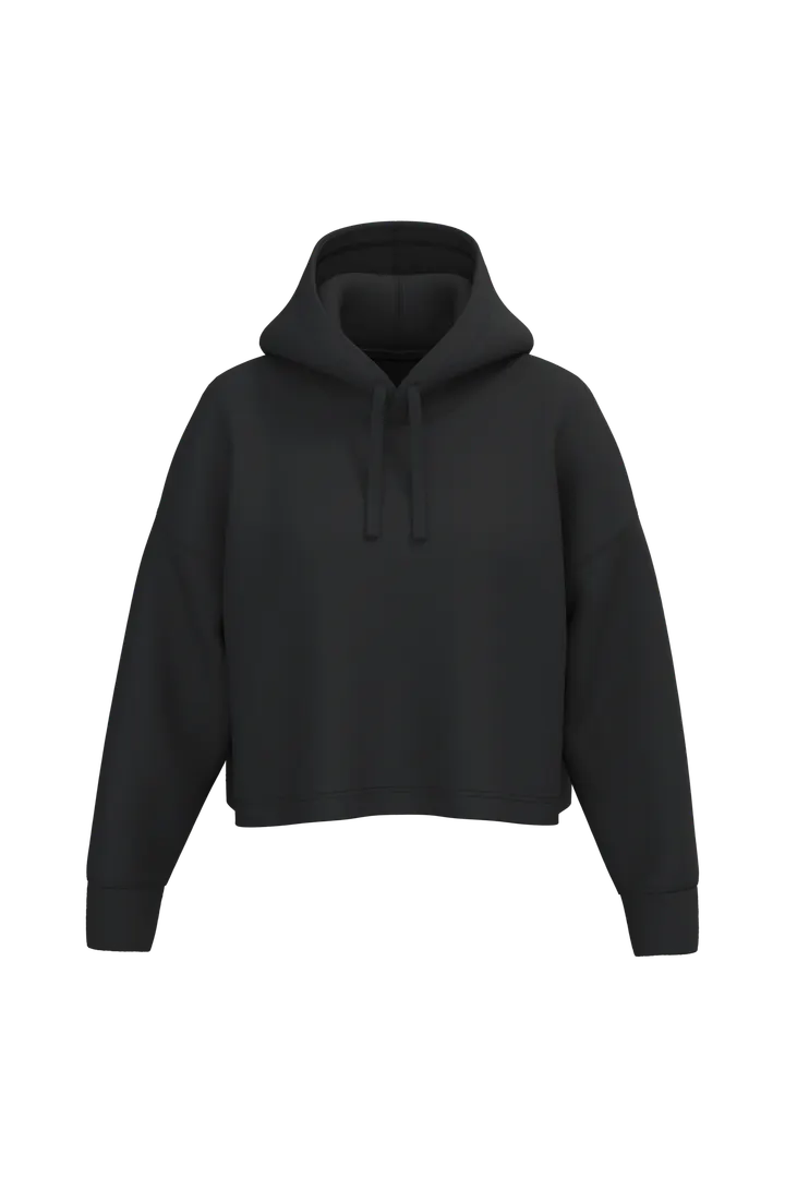 Damen Cropped-Sweatshirt mit Kapuze Black