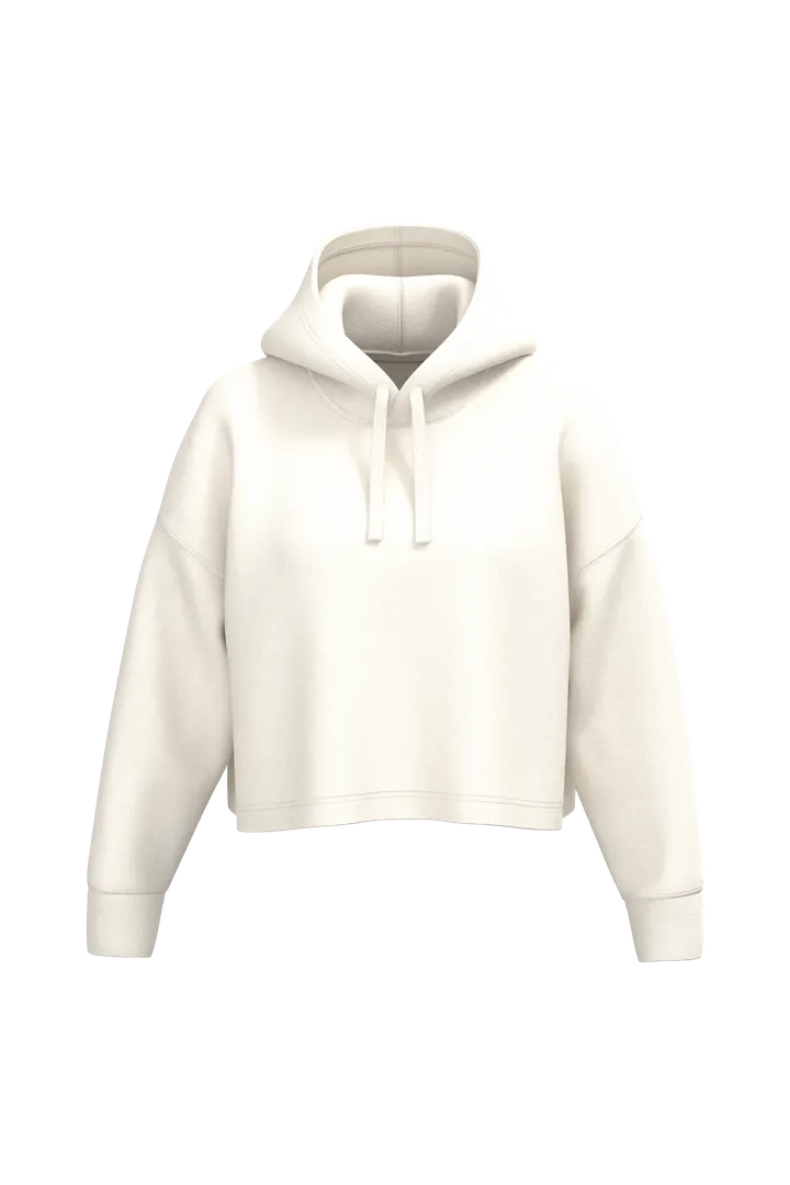 Damen Cropped-Sweatshirt mit Kapuze Coconut Milk