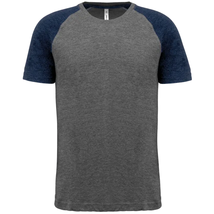T-shirt triblend bicolore sport manches courtes unisexe Grey Heather / Sporty Navy Heather