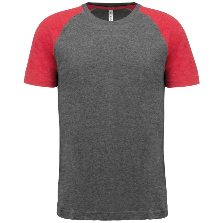 T-shirt triblend bicolore sport manches courtes unisexe Grey Heather / Sporty Red Heather