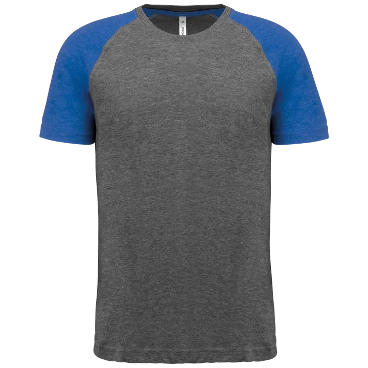 T-shirt triblend bicolore sport manches courtes unisexe Grey Heather / Sporty Royal Blue Heather
