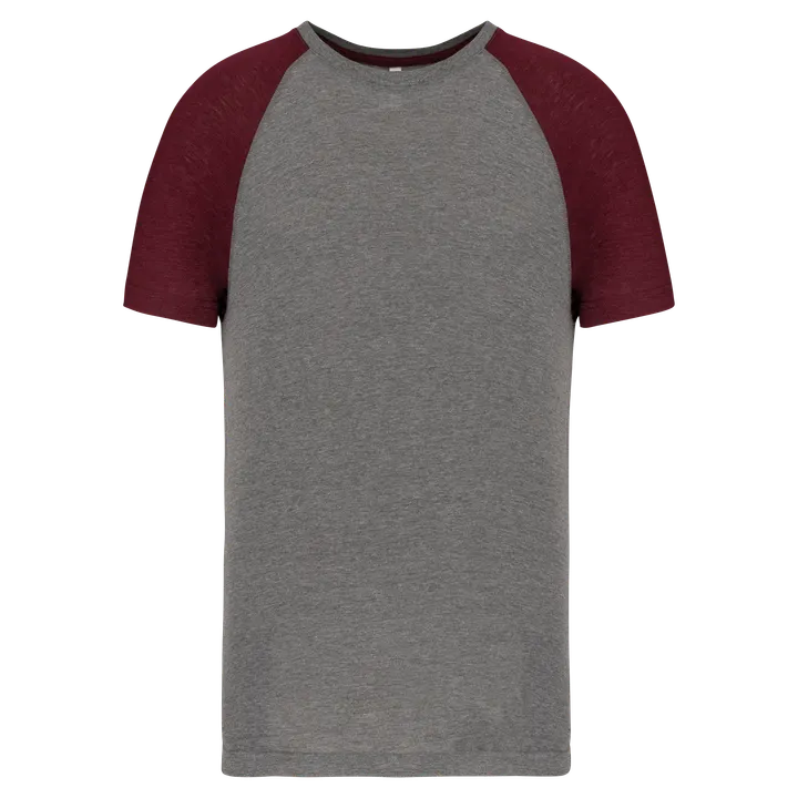 T-shirt triblend bicolore sport manches courtes unisexe Grey Heather / Wine Heather
