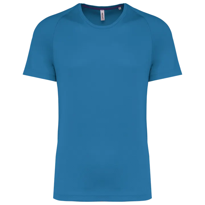 Herren-Sportshirt aus Recyclingmaterial mit Rundhalsausschnitt Aqua Blue