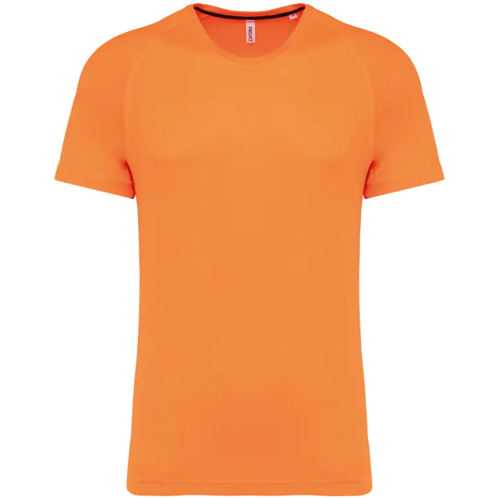 Herren-Sportshirt aus Recyclingmaterial mit Rundhalsausschnitt Fluorescent Orange