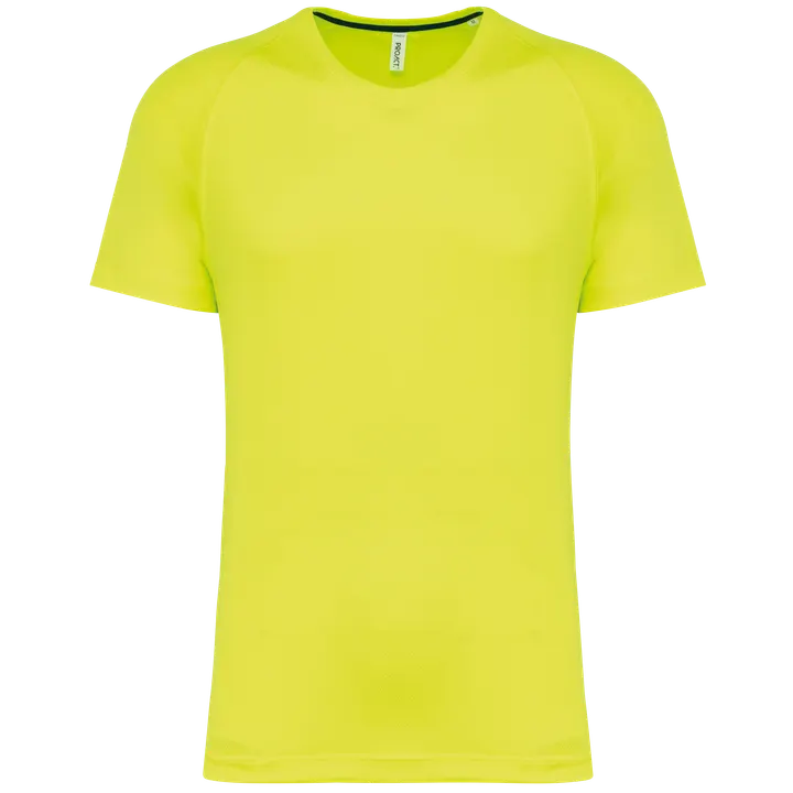 Herren-Sportshirt aus Recyclingmaterial mit Rundhalsausschnitt Fluorescent Yellow