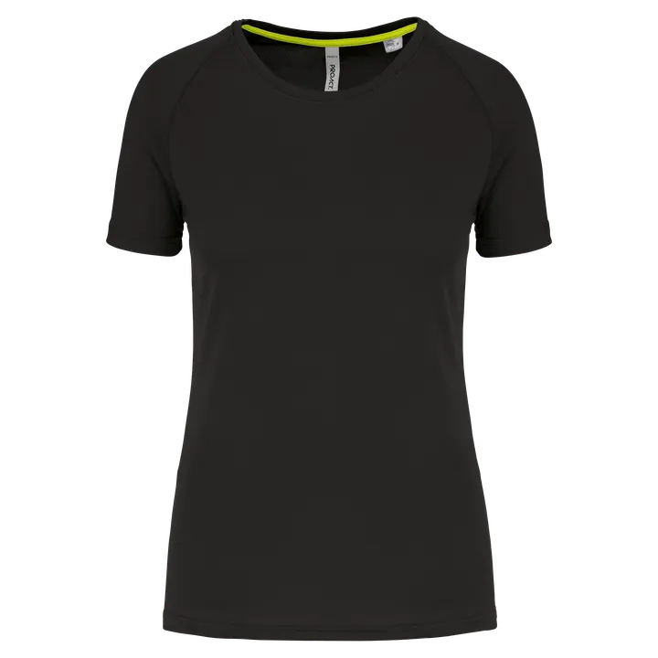 Damen-Sportshirt aus Recyclingmaterial mit Rundhalsausschnitt Black