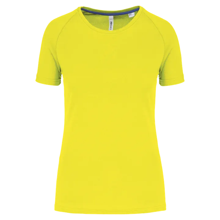 Damen-Sportshirt aus Recyclingmaterial mit Rundhalsausschnitt Fluorescent Yellow