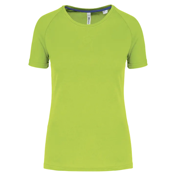 Damen-Sportshirt aus Recyclingmaterial mit Rundhalsausschnitt Lime