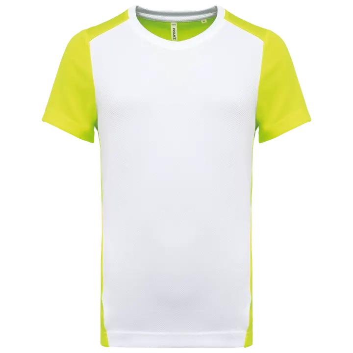 T-shirt de sport écoresponsable bicolore homme White / Fluorescent Yellow