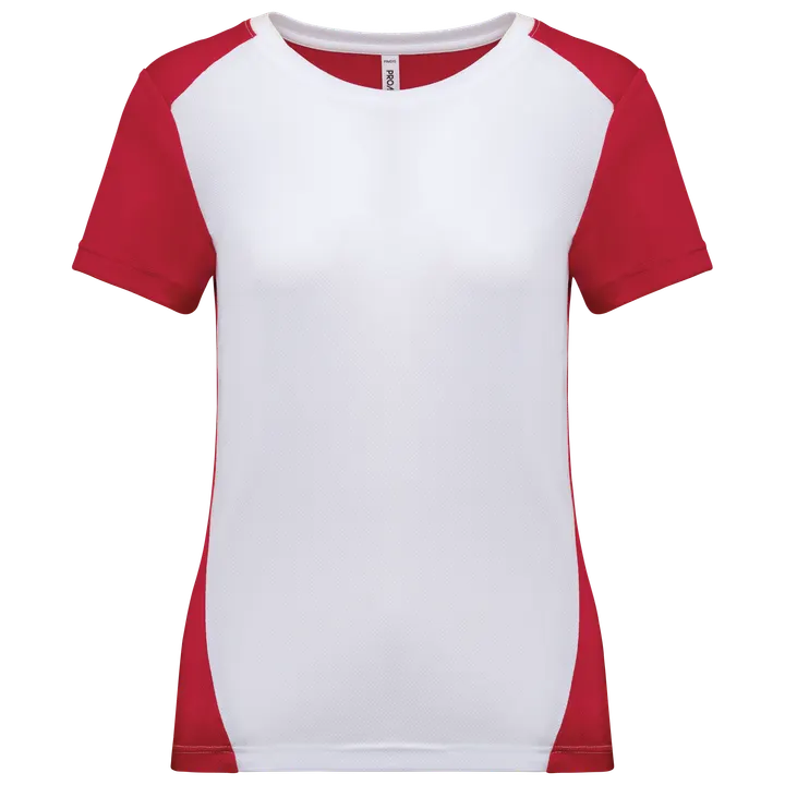 T-shirt de sport écoresponsable bicolore femme White / Red