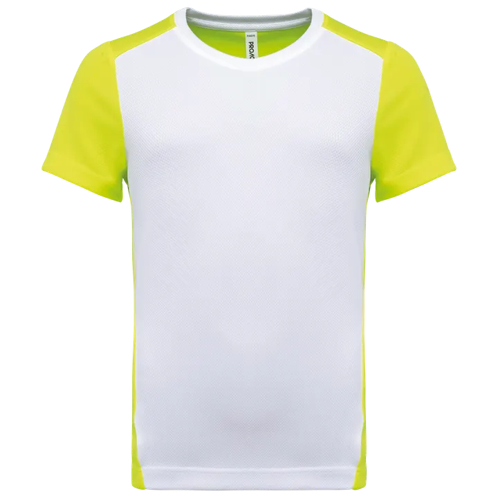 T-shirt de sport écoresponsable bicolore enfant White / Fluorescent Yellow