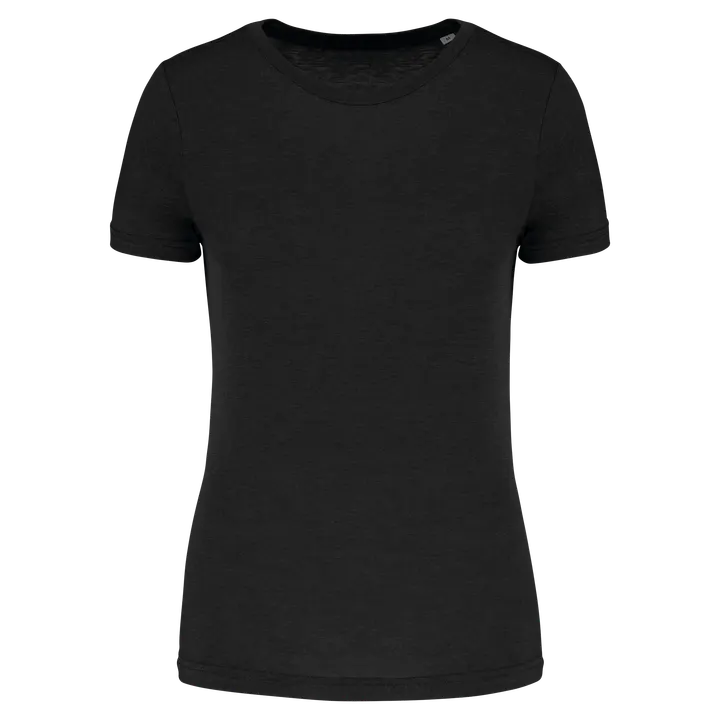 Damen-Triblend-Sportshirt mit Rundhalsausschnitt Black