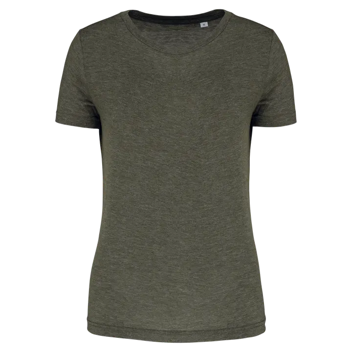 Damen-Triblend-Sportshirt mit Rundhalsausschnitt Dark Khaki Heather