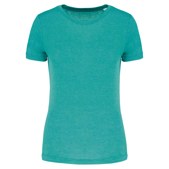 Damen-Triblend-Sportshirt mit Rundhalsausschnitt Turquoise Blue Heather