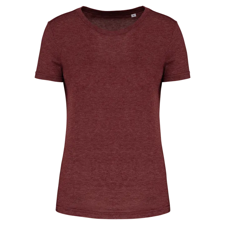 Damen-Triblend-Sportshirt mit Rundhalsausschnitt Wine Heather