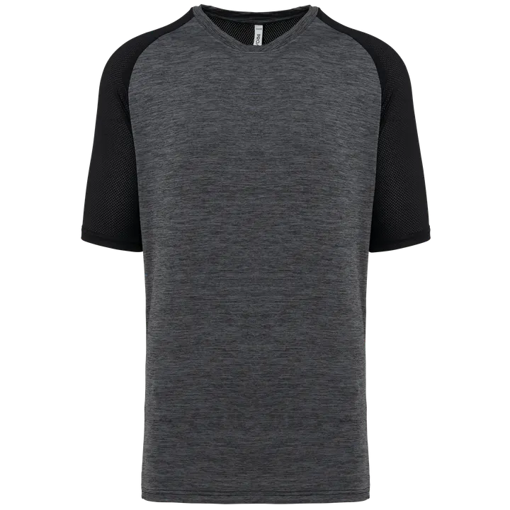 Zweifarbiges Padel Herren-T-Shirt mit Raglanärmeln Black / Marl Dark Grey