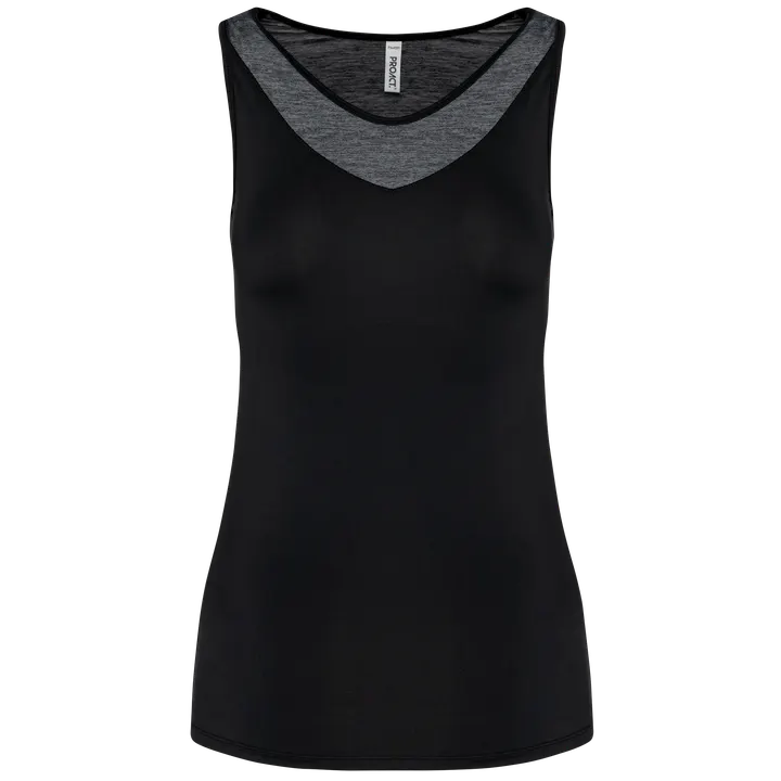Zweifarbiges Padel-Damentop Black / Marl Dark Grey