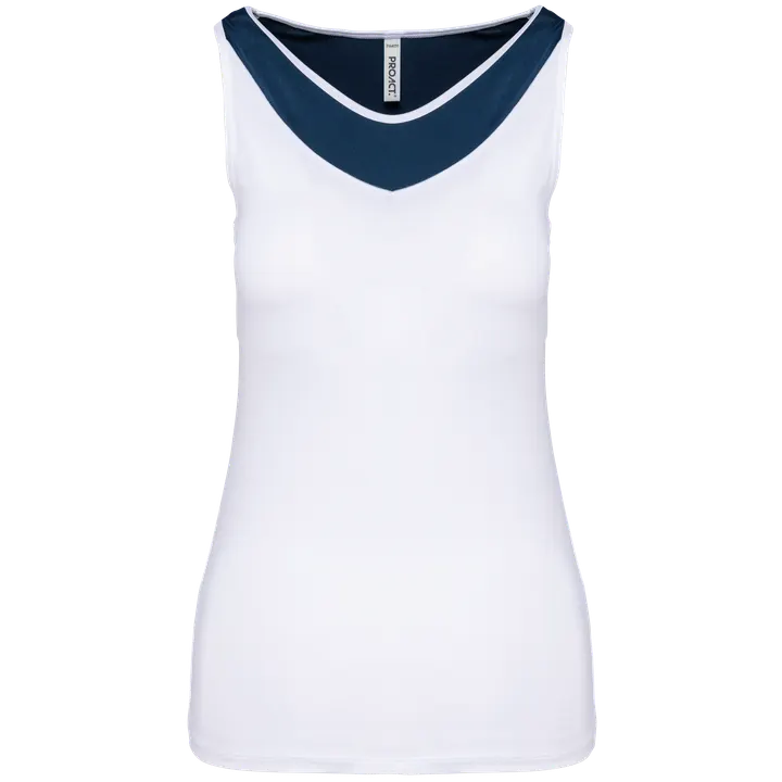 Zweifarbiges Padel-Damentop White / Sporty Navy