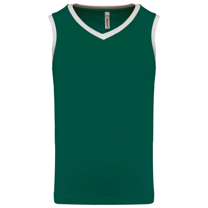 Kinder Basketball Trikot Dark Green / White