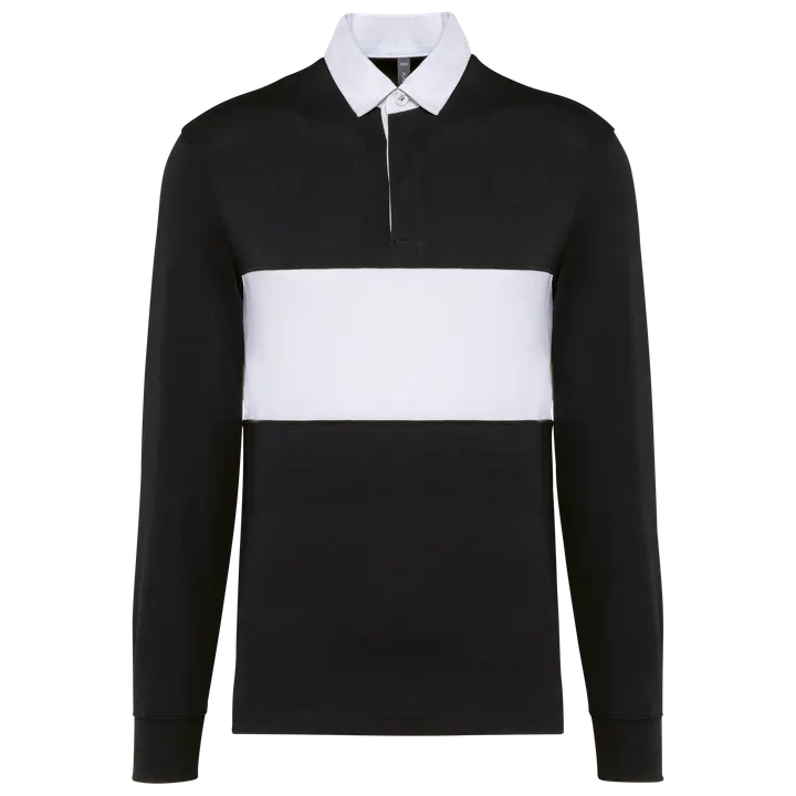 Rugby-Polohemd mit langen Ärmeln Black / White