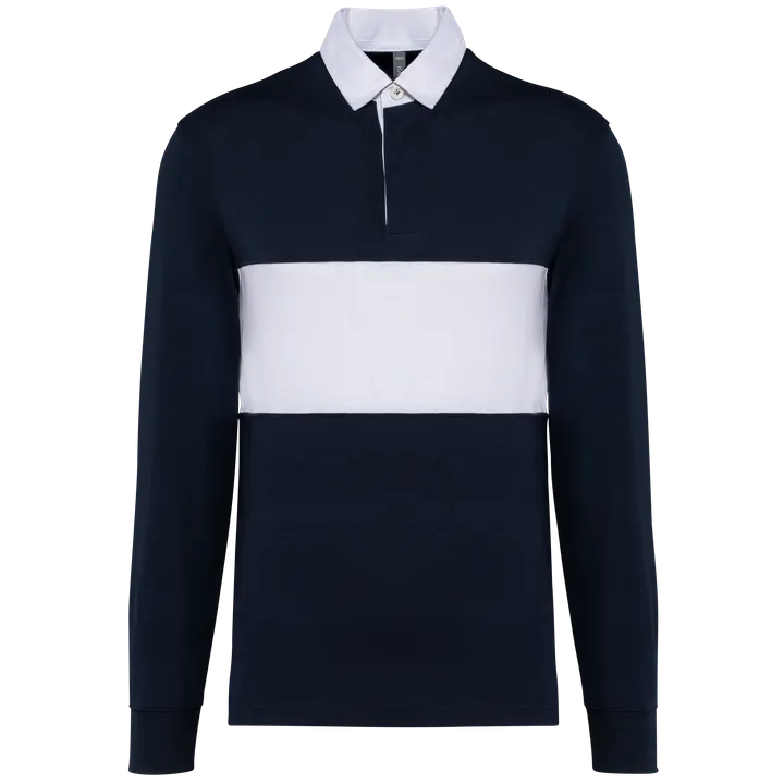 Rugby-Polohemd mit langen Ärmeln Navy / White