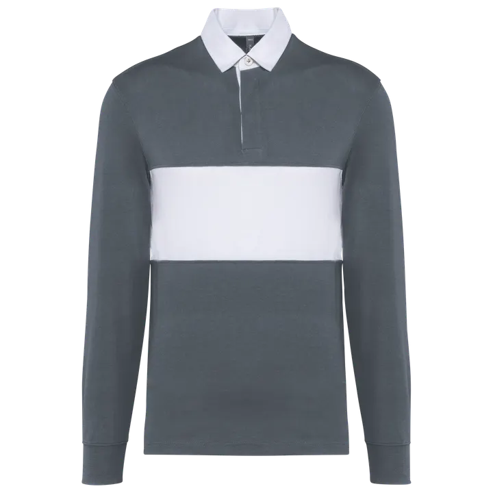 Rugby-Polohemd mit langen Ärmeln sporty grey / White