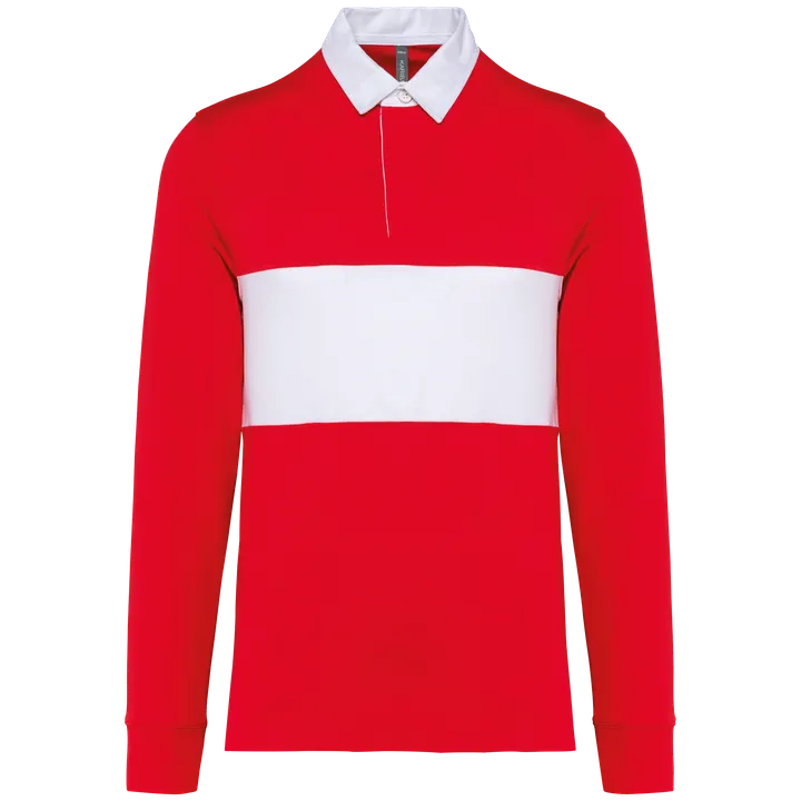Rugby-Polohemd mit langen Ärmeln Sporty Red / White