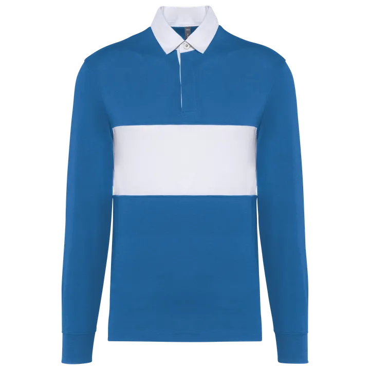 Rugby-Polohemd mit langen Ärmeln Sporty Royal Blue / White