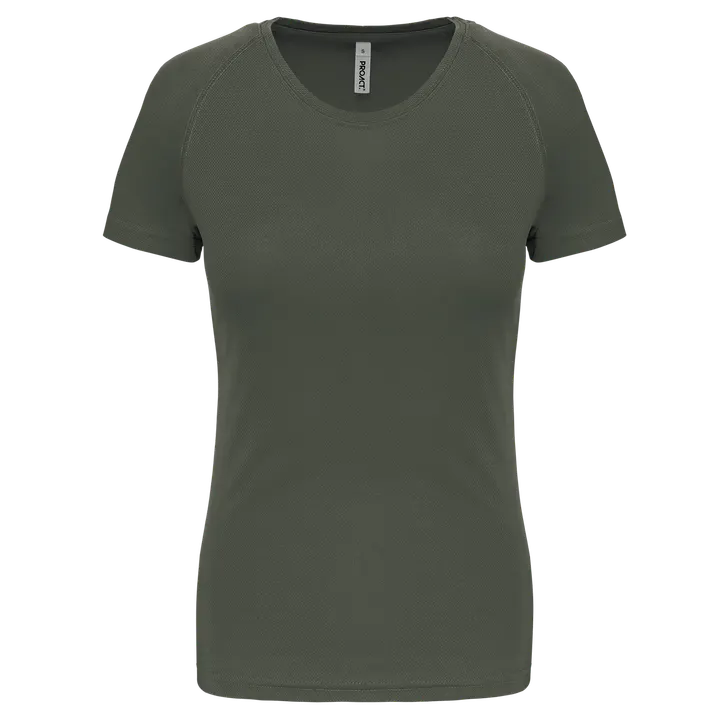 Damen Basic Sport Funktionsshirt Kurzarm Dark Khaki